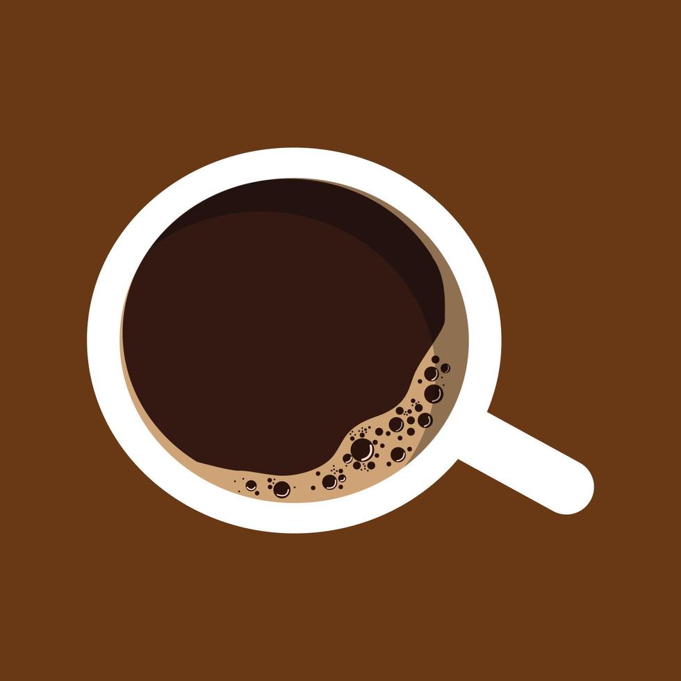 hot coffee flat vector icon black coffee americano with coffee foam detail