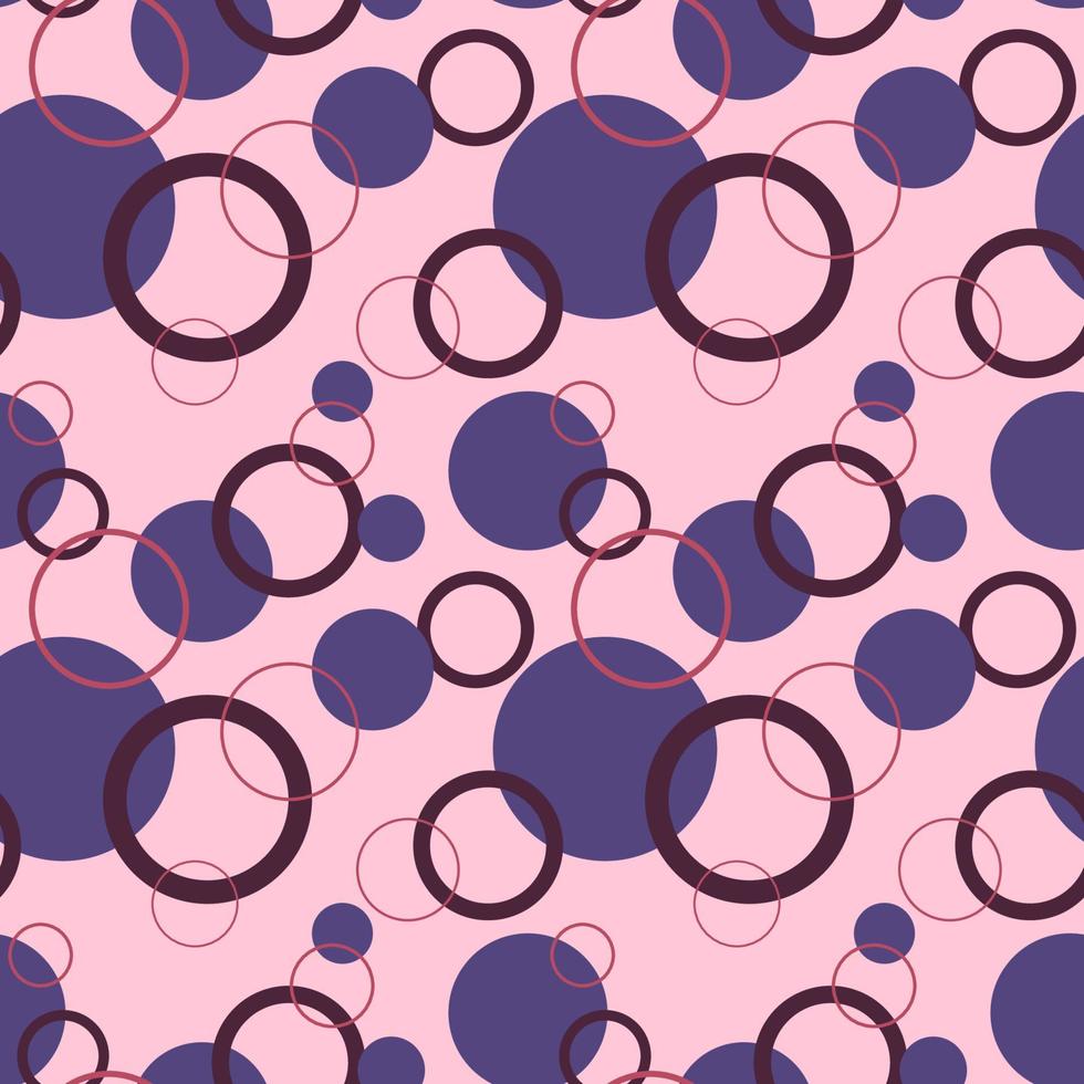 Vector pattern with purple circles on a pink background