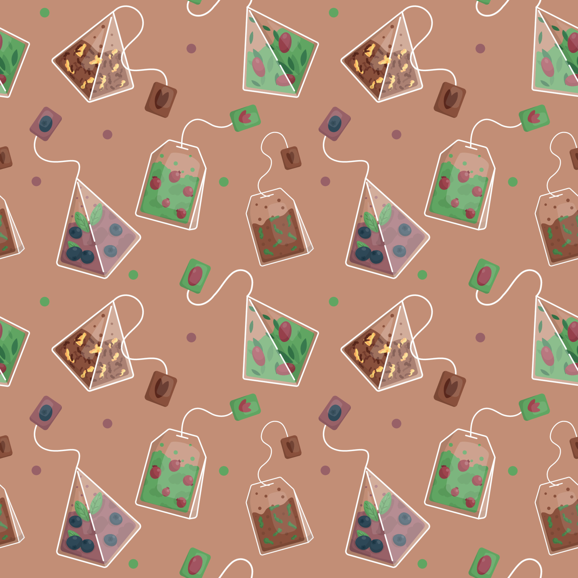 Vector Pattern With Tea Bags On A Brown Background 15634142 Vector Art vector-pattern-with-tea-bags-on-a-brown-background-15634142-vector-art