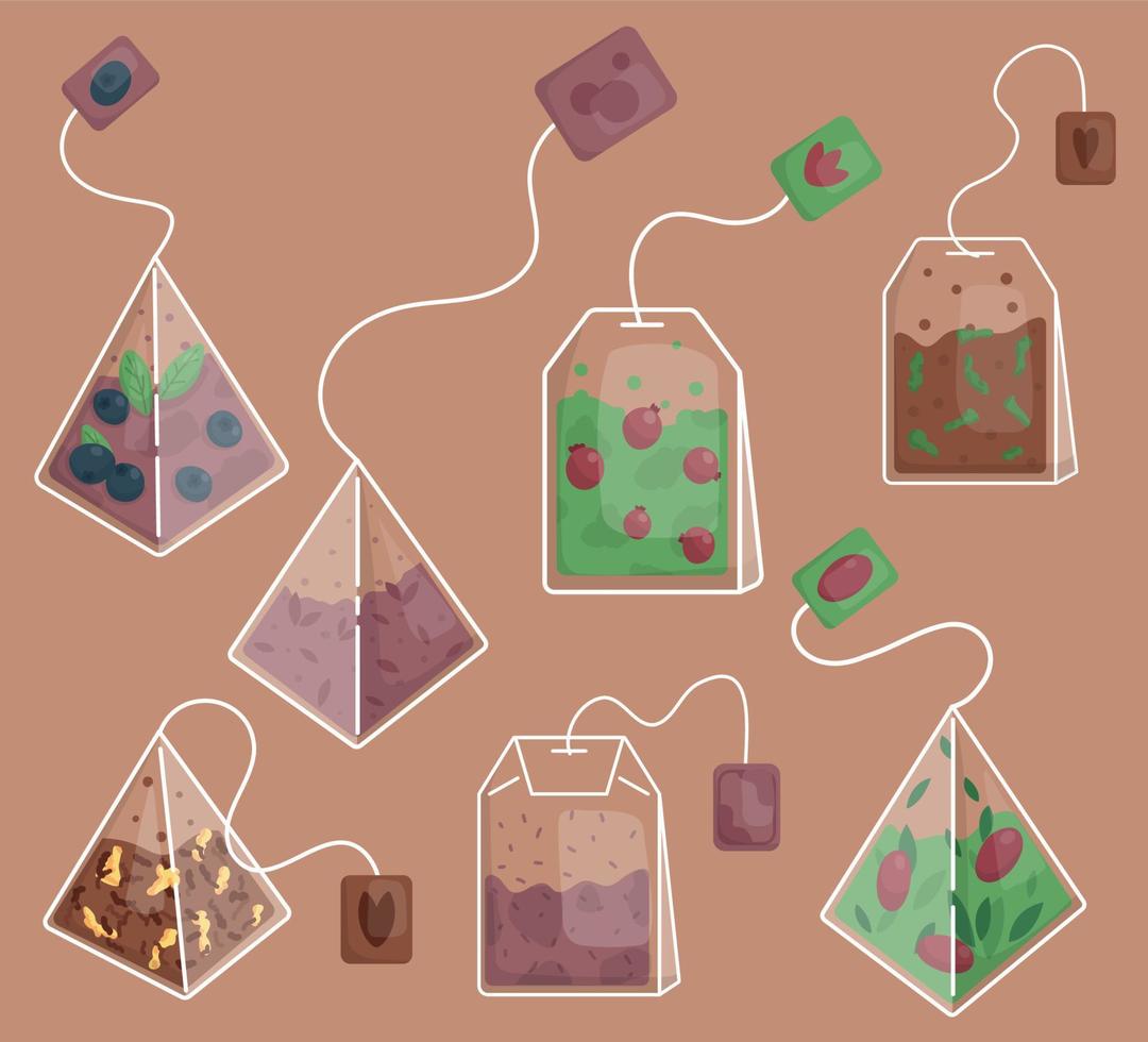 Vector set with tea bags