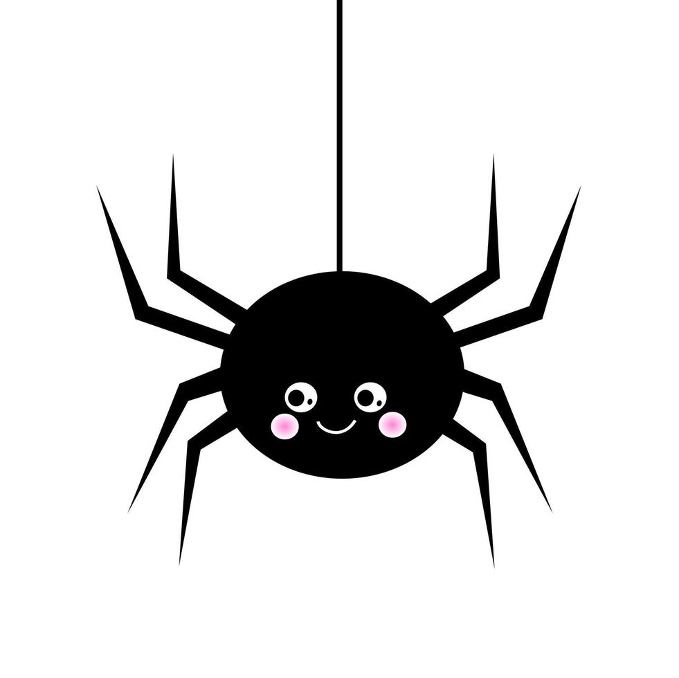 linda araña negra, símbolo tradicional de halloween, dibujos animados.fiesta de halloween.para estampado de camisetas, tarjetas de felicitación, afiches y otros usos. ilustración vectorial vector