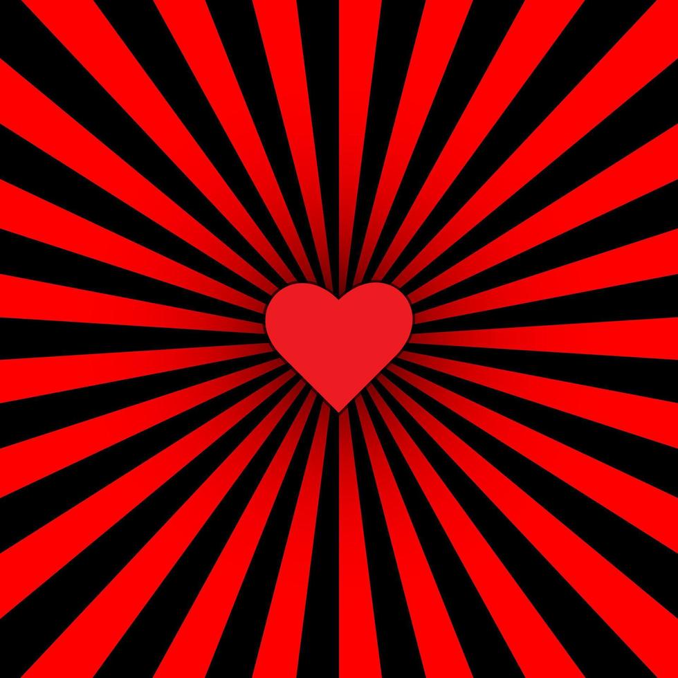 fondo vectorial geométrico con rayos ondulados y corazón.diseño para plantilla,sitio web,redes sociales,banner,fondo de pantalla de ilustración rojo y negro.ilustración vectorial vector