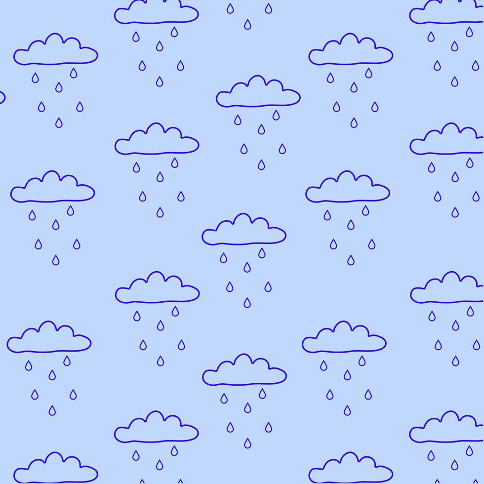 Clouds pattern with rain drops. Seamless pattern  for kids holidays. Cute baby shower vector background. Vector illustration