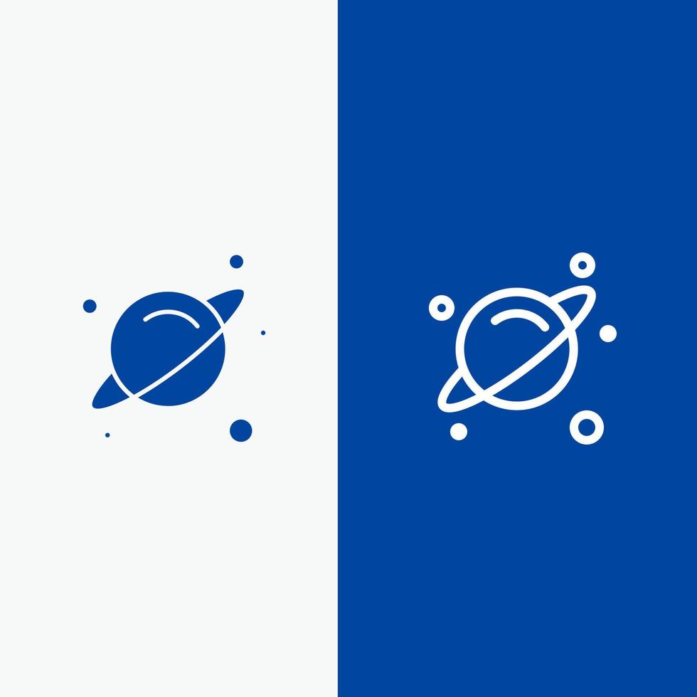 planeta ciencia línea espacial y glifo icono sólido bandera azul línea y glifo icono sólido bandera azul vector