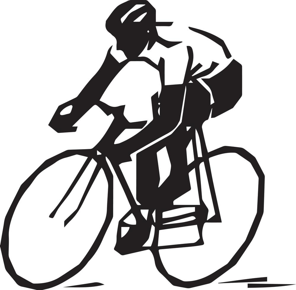 icono de bicicleta. símbolo de la carrera de bicicletas. icono plano de la carrera ciclista. señal de ciclista. silueta de ciclista de carretera. logotipo deportivo vector