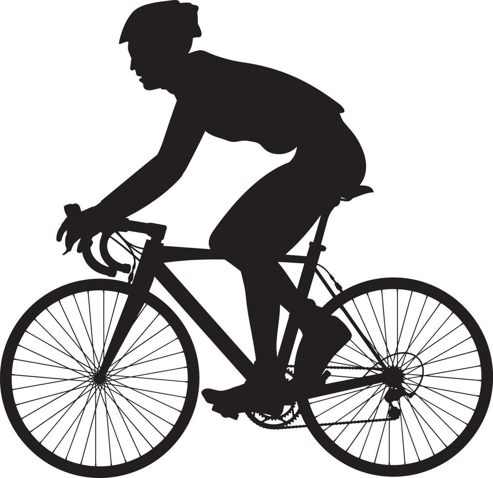 icono de bicicleta. símbolo de la carrera de bicicletas. icono plano de la carrera ciclista. señal de ciclista. silueta de ciclista de carretera. logotipo deportivo vector