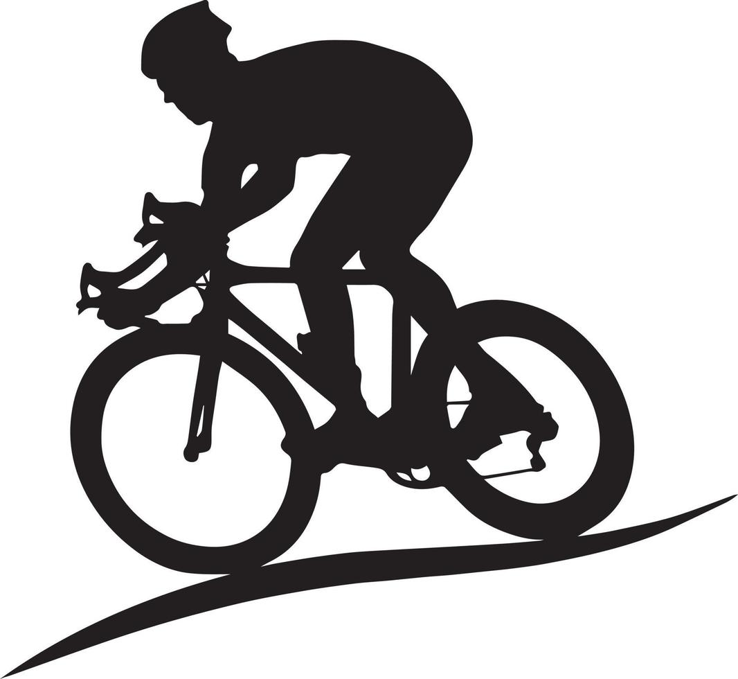 icono de bicicleta. símbolo de la carrera de bicicletas. icono plano de la carrera ciclista. señal de ciclista. silueta de ciclista de carretera. logotipo deportivo vector