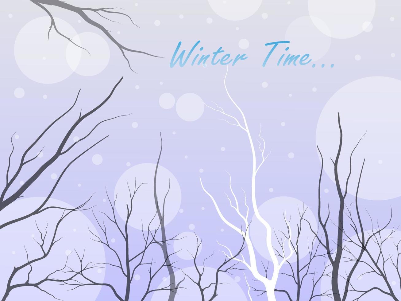 Black and branch tree forest background and snowing for winter season concept. Hand drawn isolated illustrations. vector