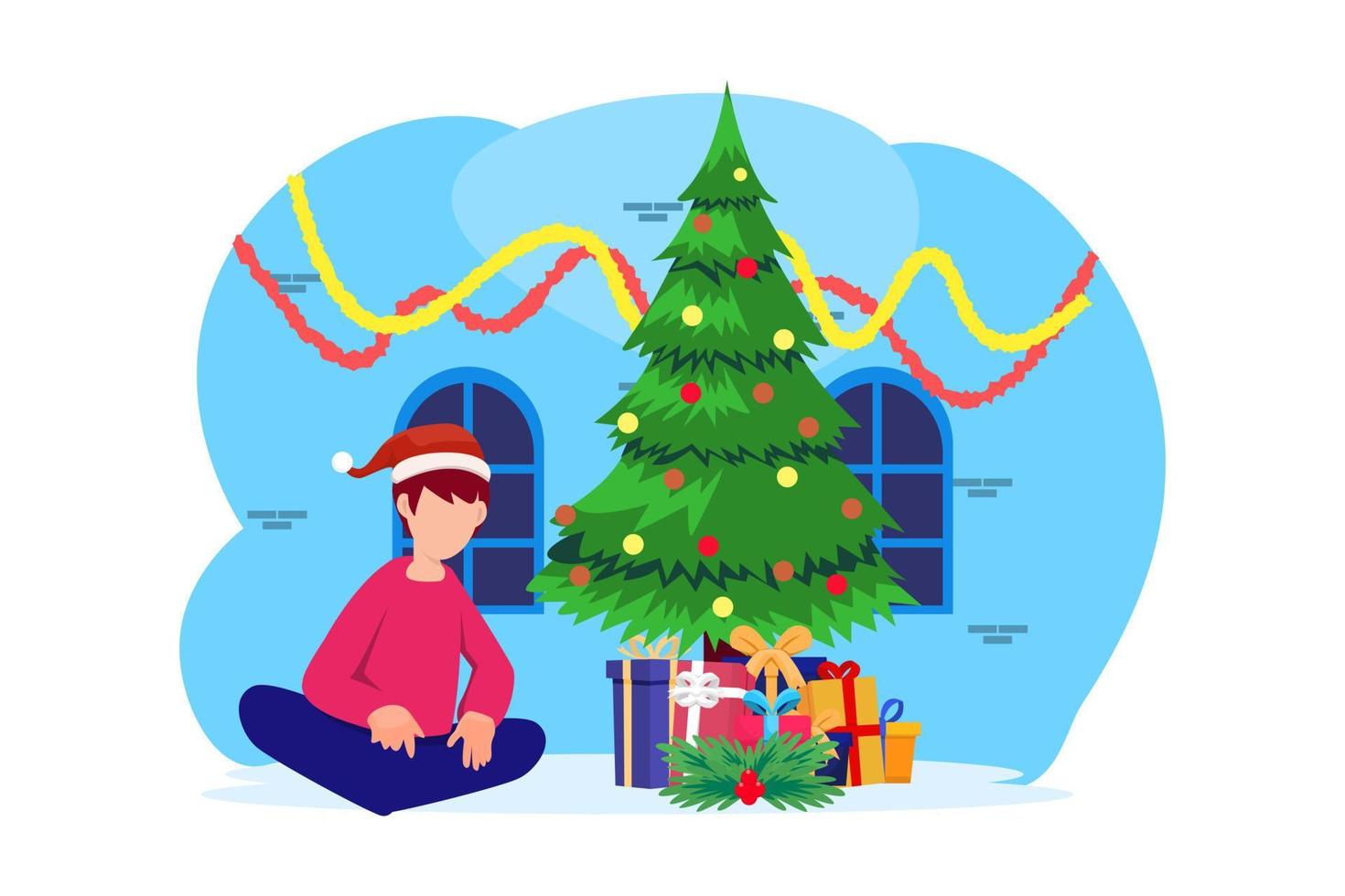 Christmas at Home Flat Design vector