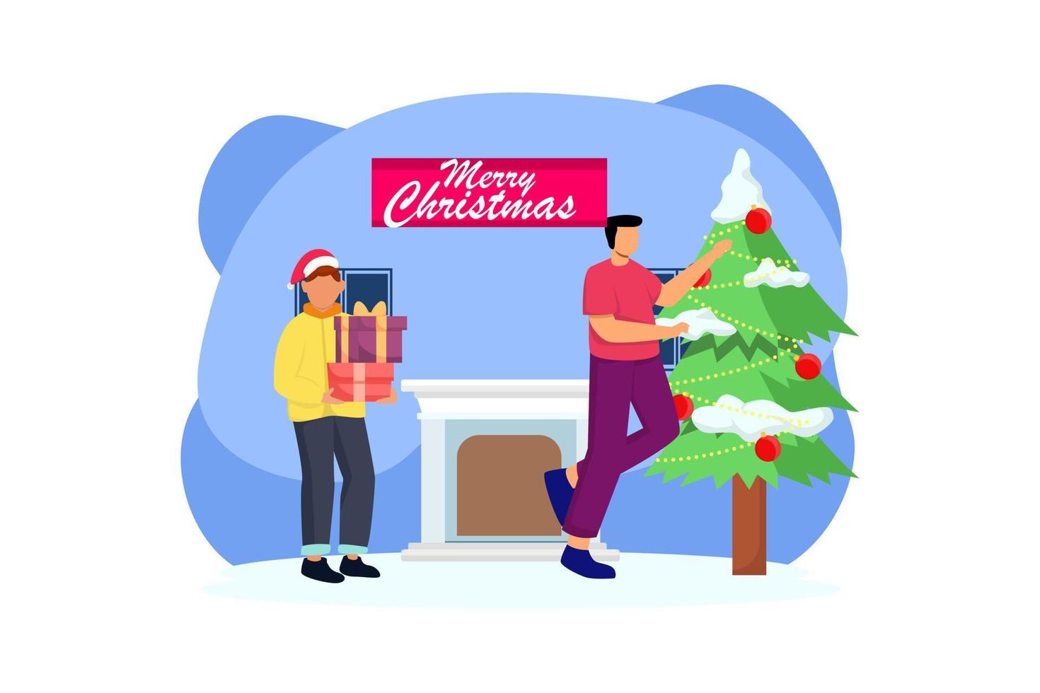 regalo de navidad fiesta diseño plano vector