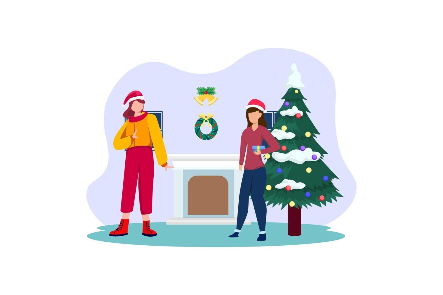 Christmas with Loved Ones Flat Design vector