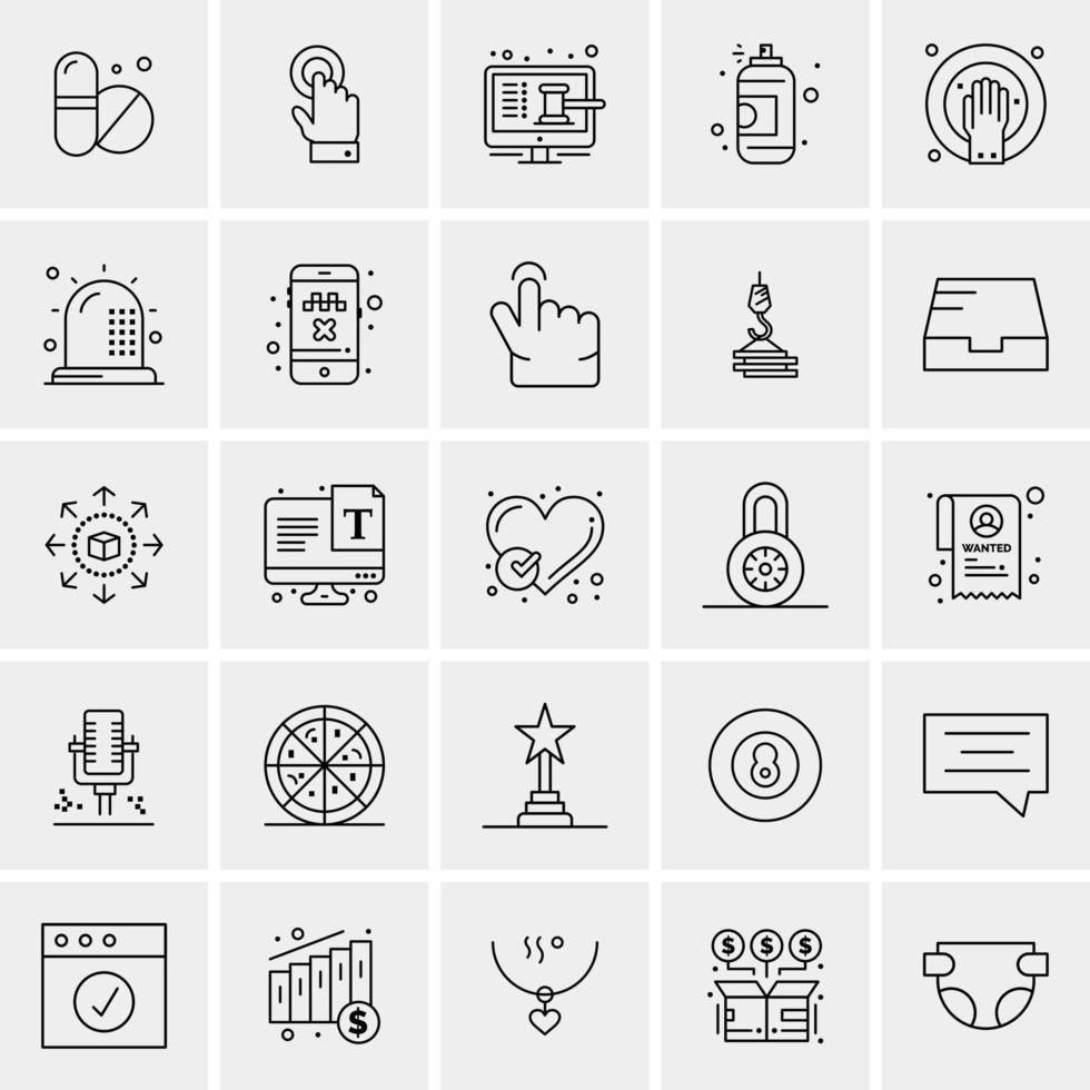 25 iconos de negocios universales vector ilustración de icono creativo para usar en proyectos relacionados con la web y dispositivos móviles