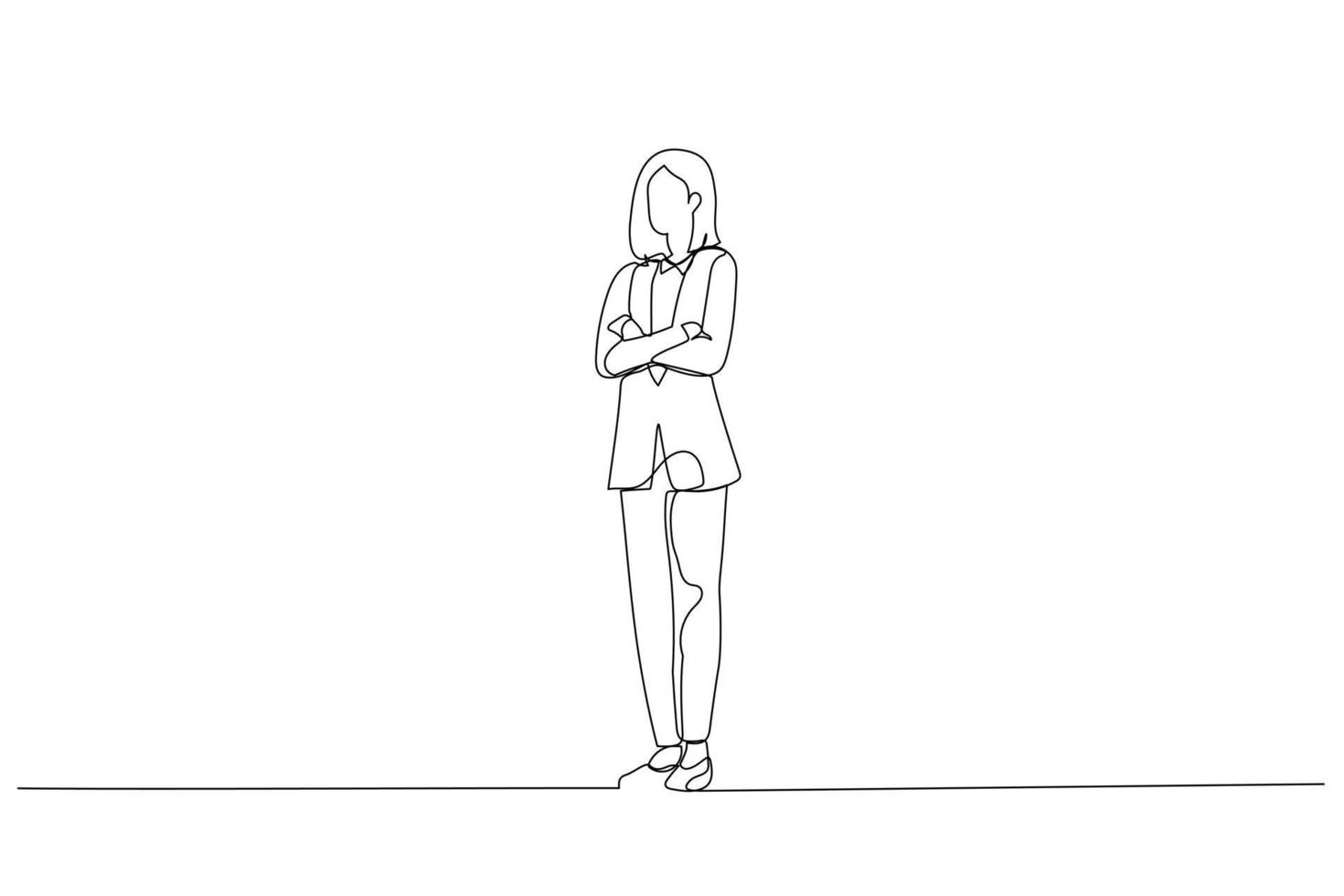 Illustration of full body of a beautiful businesswoman. Single line art style vector
