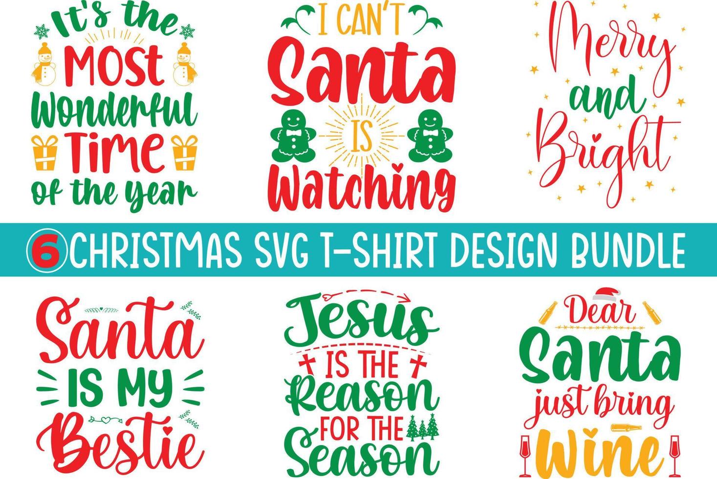 paquete de diseño de camiseta de navidad svg vector