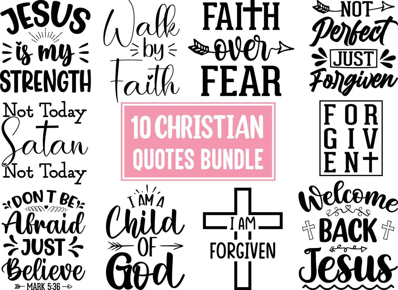 Christian Quotes SVG T-shirt Designs Bundle vector