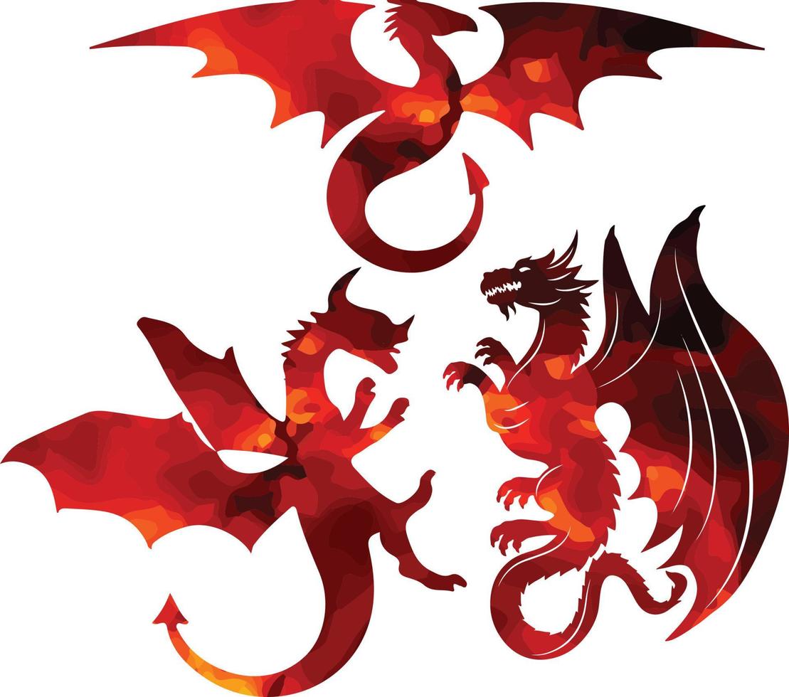 dragon pack wild animal vector fire