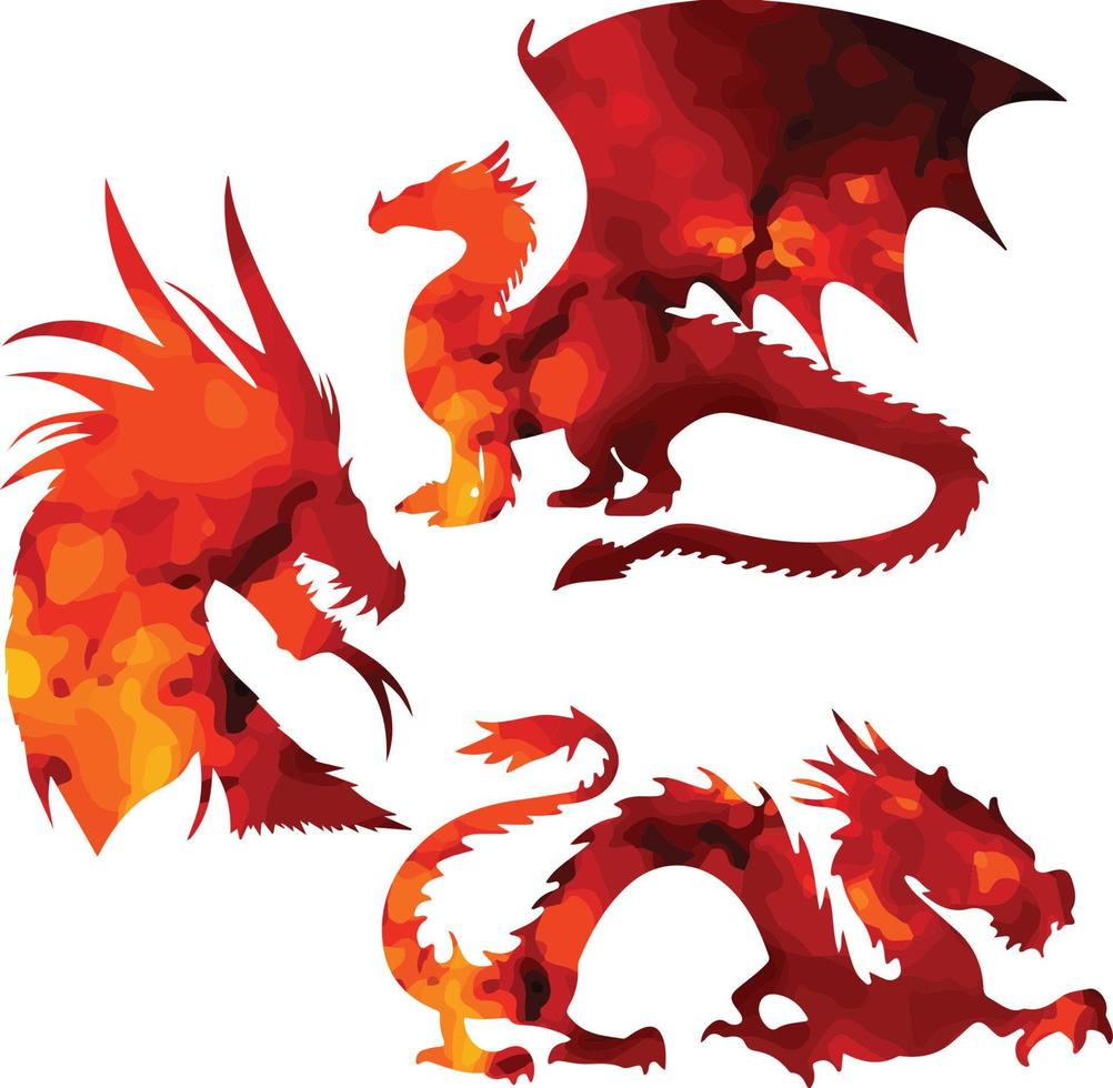 dragon pack wild animal vector fire