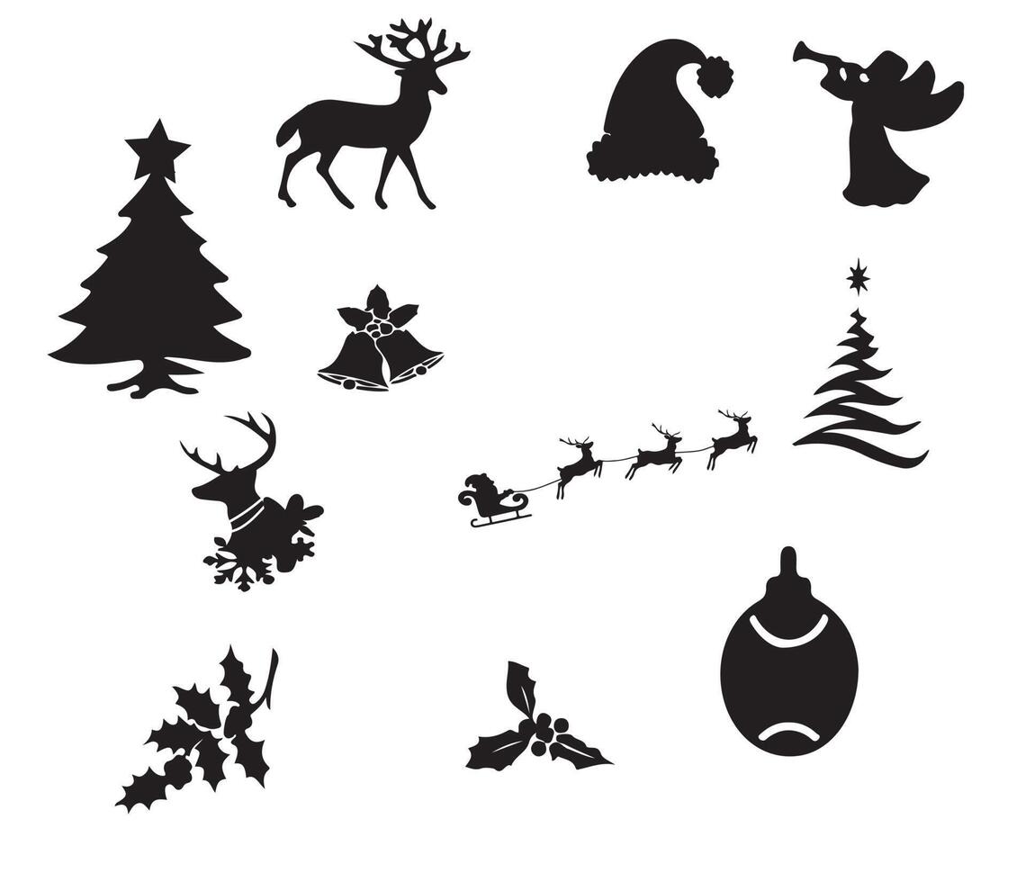 christmas design set silhouette vector 15634830 Vector Art at Vecteezy