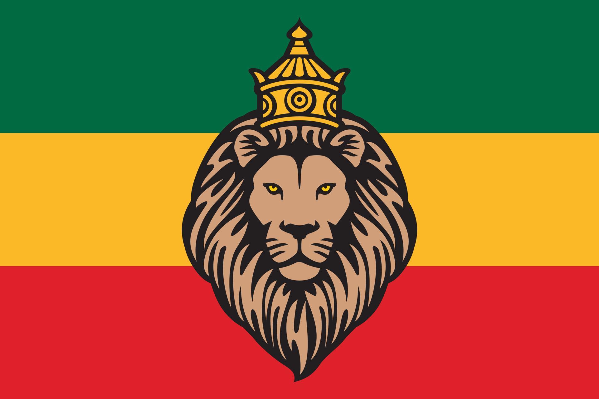 bandera rastafari con el león de judá fondo reggae 15634835 Vector en
