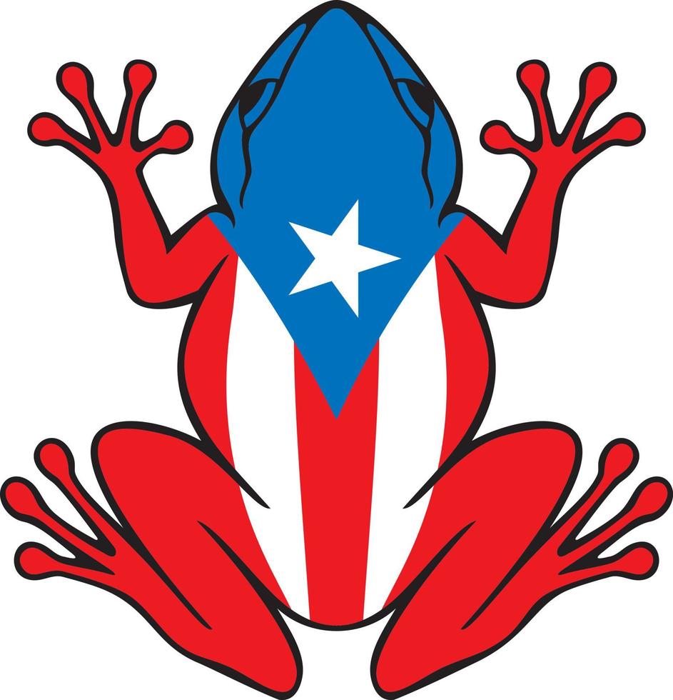 rana rana de puerto rico con bandera - coqui común. ilustración vectorial vector