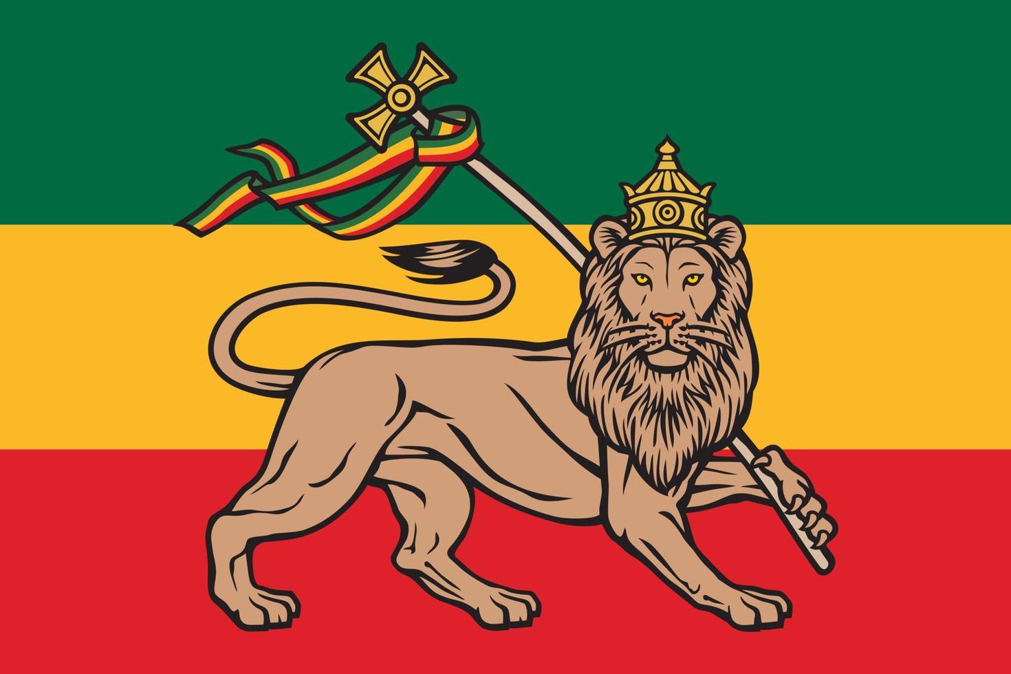 bandera rastafari con el león de judá - fondo reggae vector