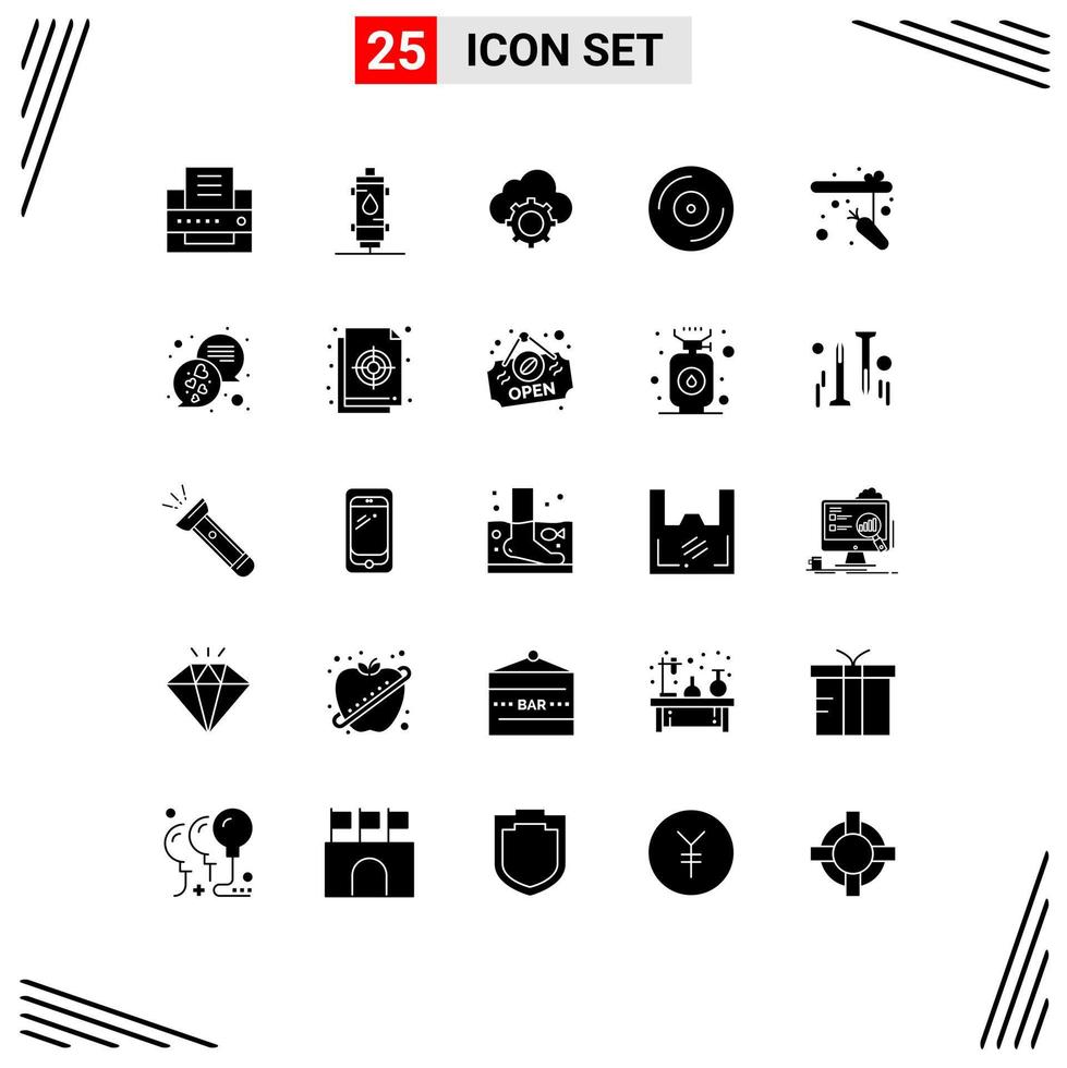 Set of 25 Modern UI Icons Symbols Signs for turntable dj geyser devices cloud Editable Vector Design Elements