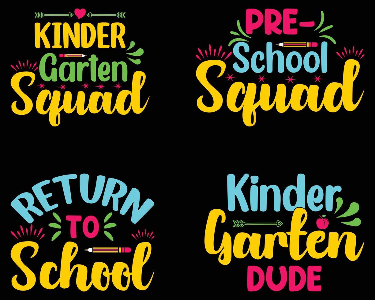 Kindergarten squad t shirt design bundle. vector
