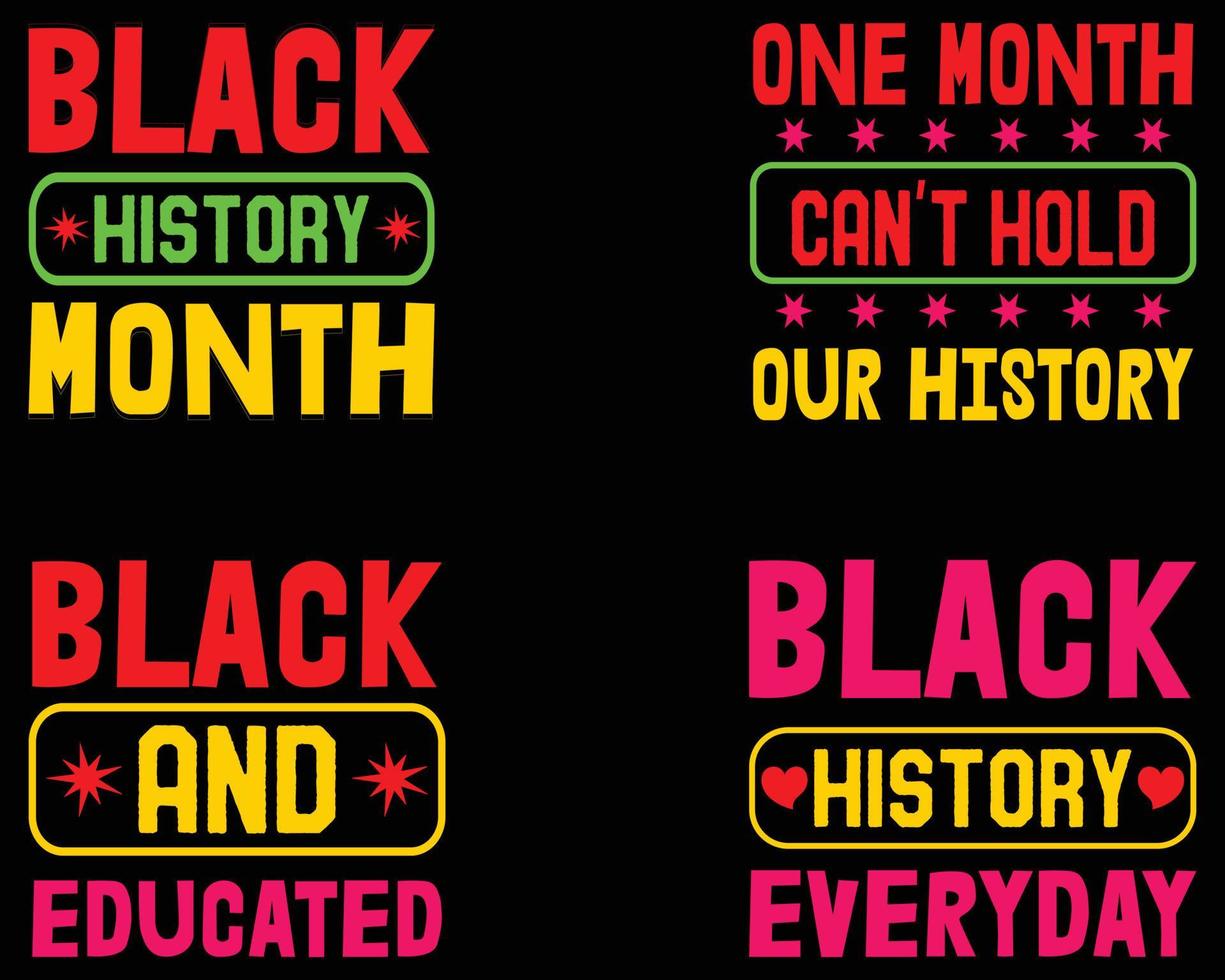 Black History Months T-Shirt Design Bundle . vector