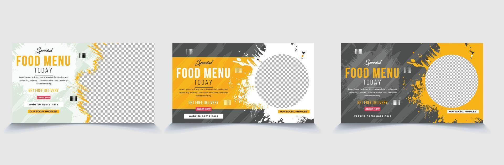 miniatura de menú de comida especial o diseño de banner web vector