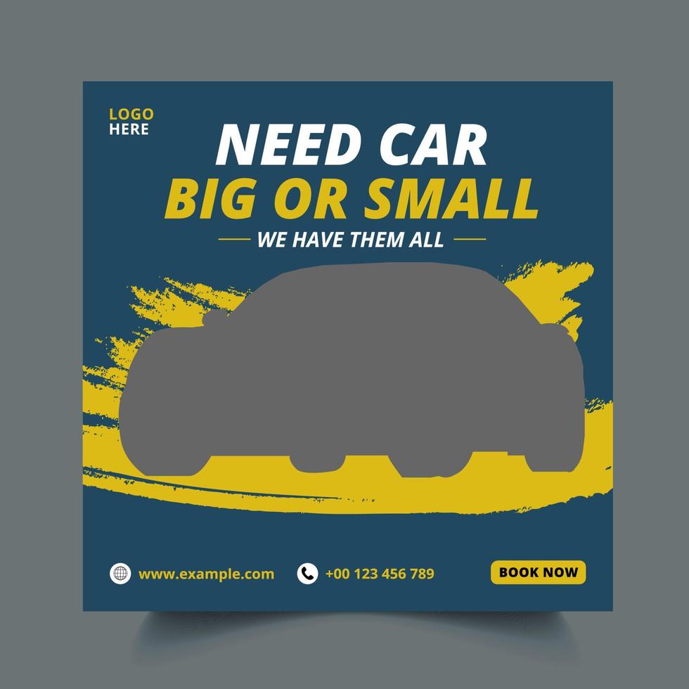 Modern Rent Cars social media post design vector template Pro Vector