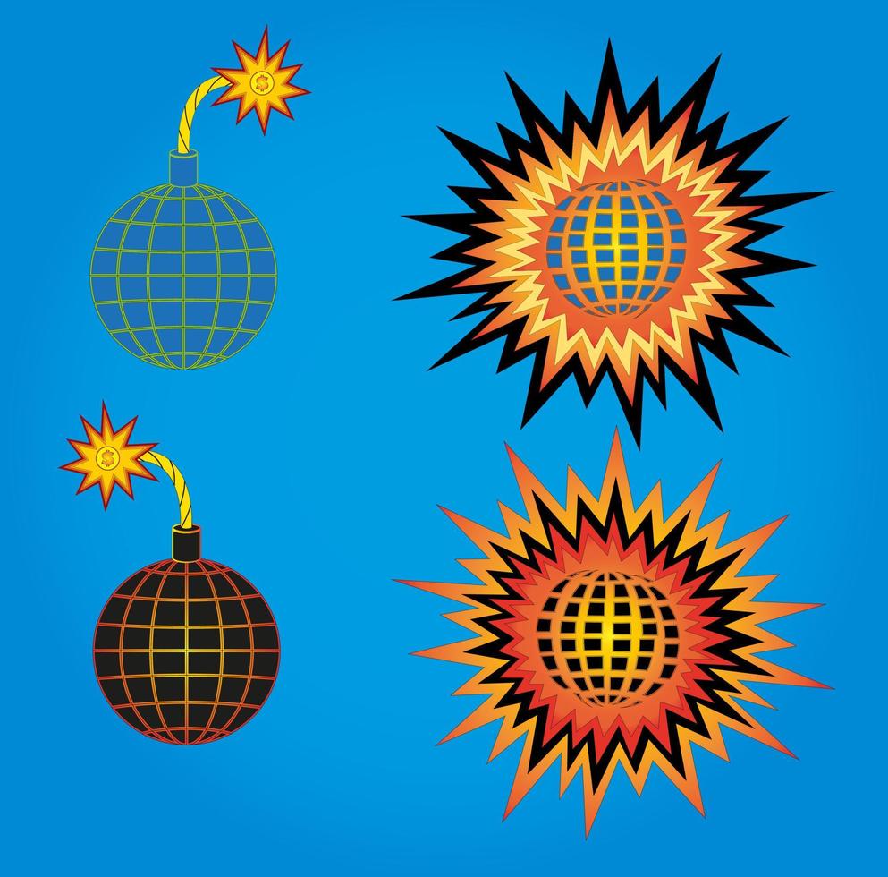 A crisis. Vector illustration of the earth in the form of a bomb, undermined by the instability of financial dollar markets.