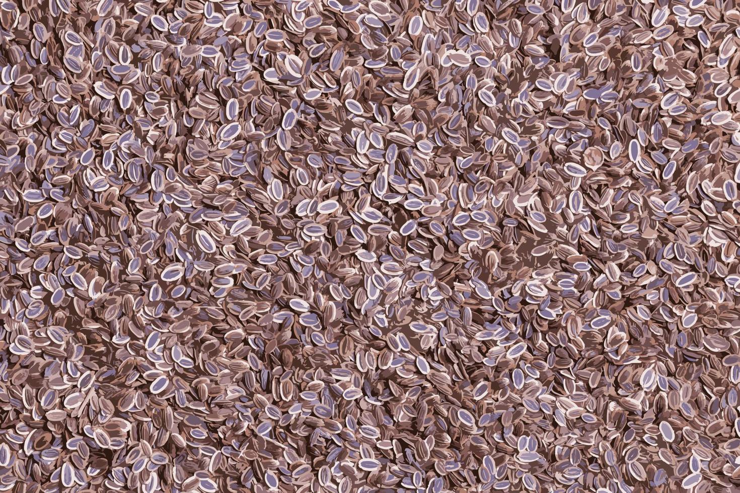 Close-up realistic vector illustration of whole dill seeds. Anetum graveolens organic fruit for medicinal herbs concept. Spices, seasonings and condiments. Growing dill. The texture of the seeds.