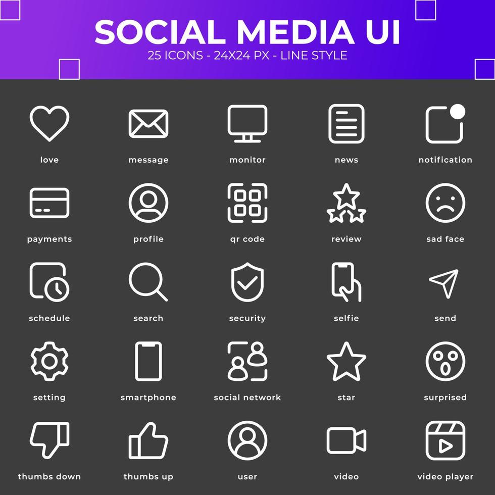Social Media UI Icon With White Color vector