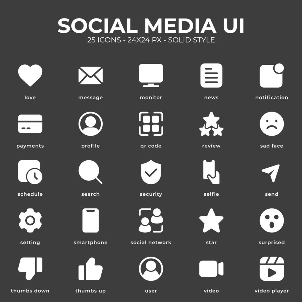 Social Media UI Icon With White Color vector