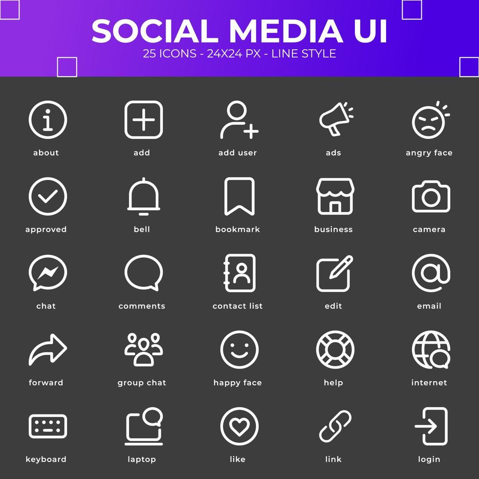 icono de interfaz de usuario de redes sociales con color blanco vector