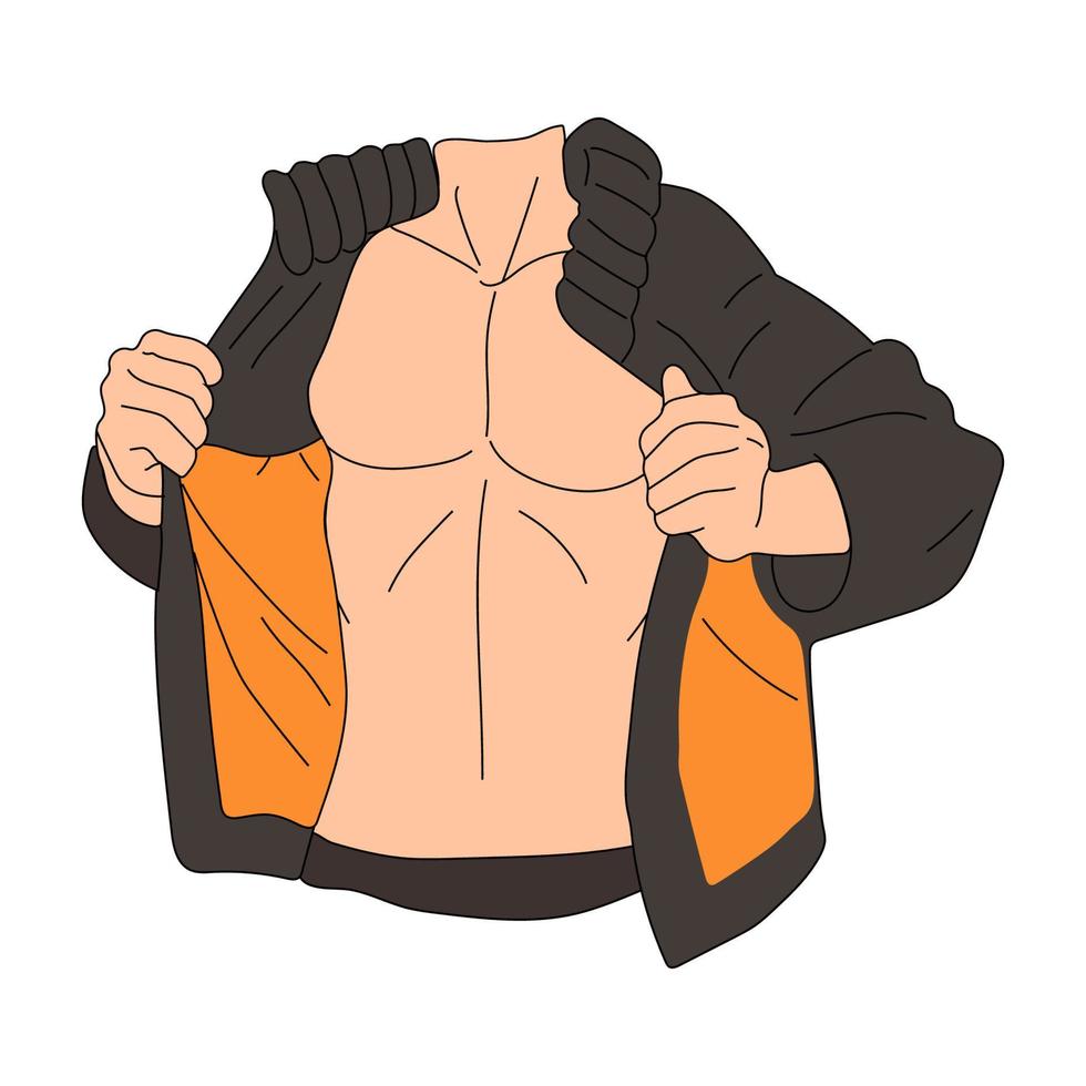 iconos musculosos del torso aislados en fondo blanco. ilustración vectorial de stock de símbolo de estilo anime. vector