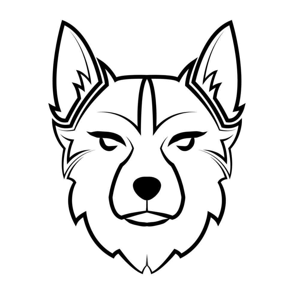 Black and white line art of dog head. Good use for symbol, mascot, icon, avatar, tattoo, T Shirt design, logo or any design vector