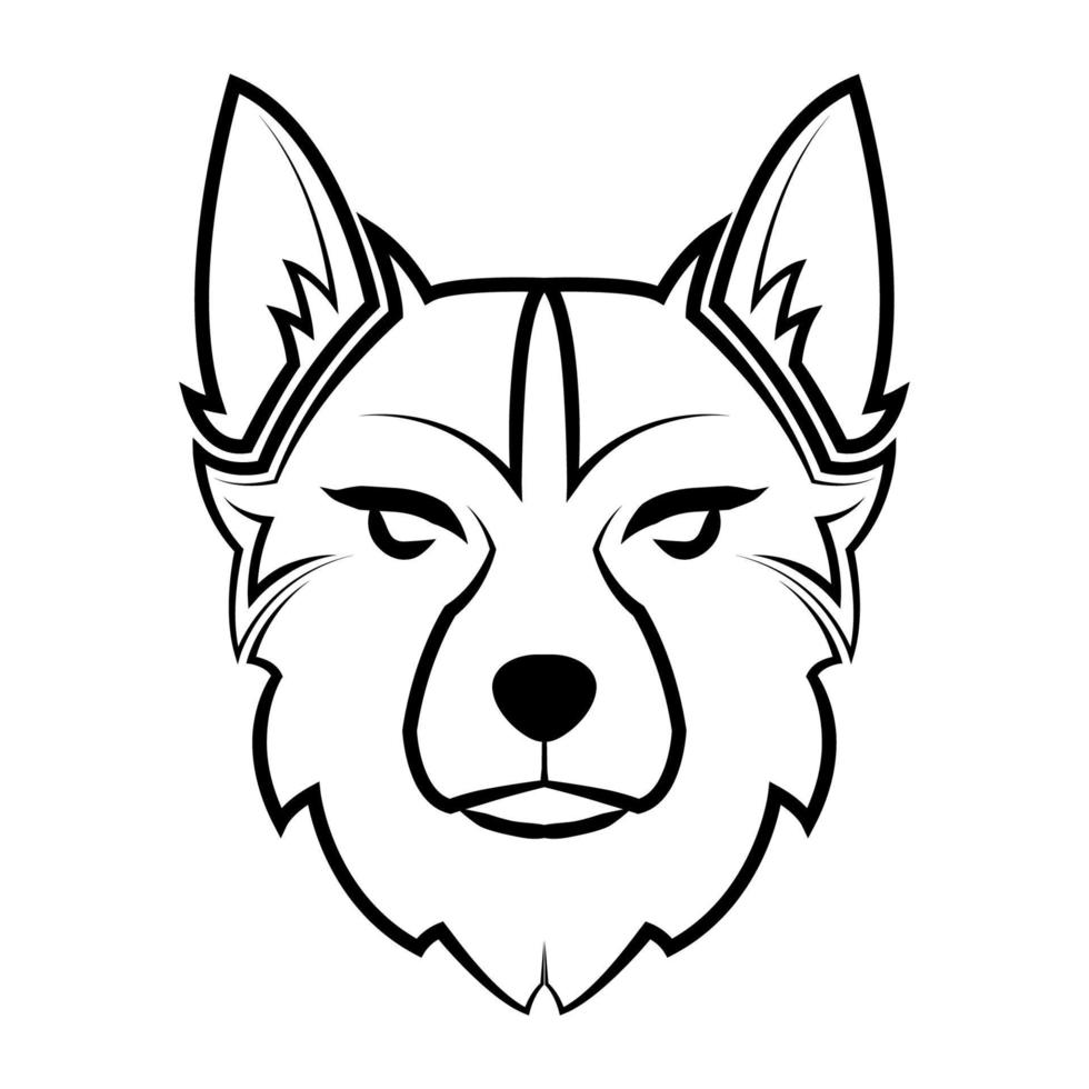 Black and white line art of dog head. Good use for symbol, mascot, icon, avatar, tattoo, T Shirt design, logo or any design vector