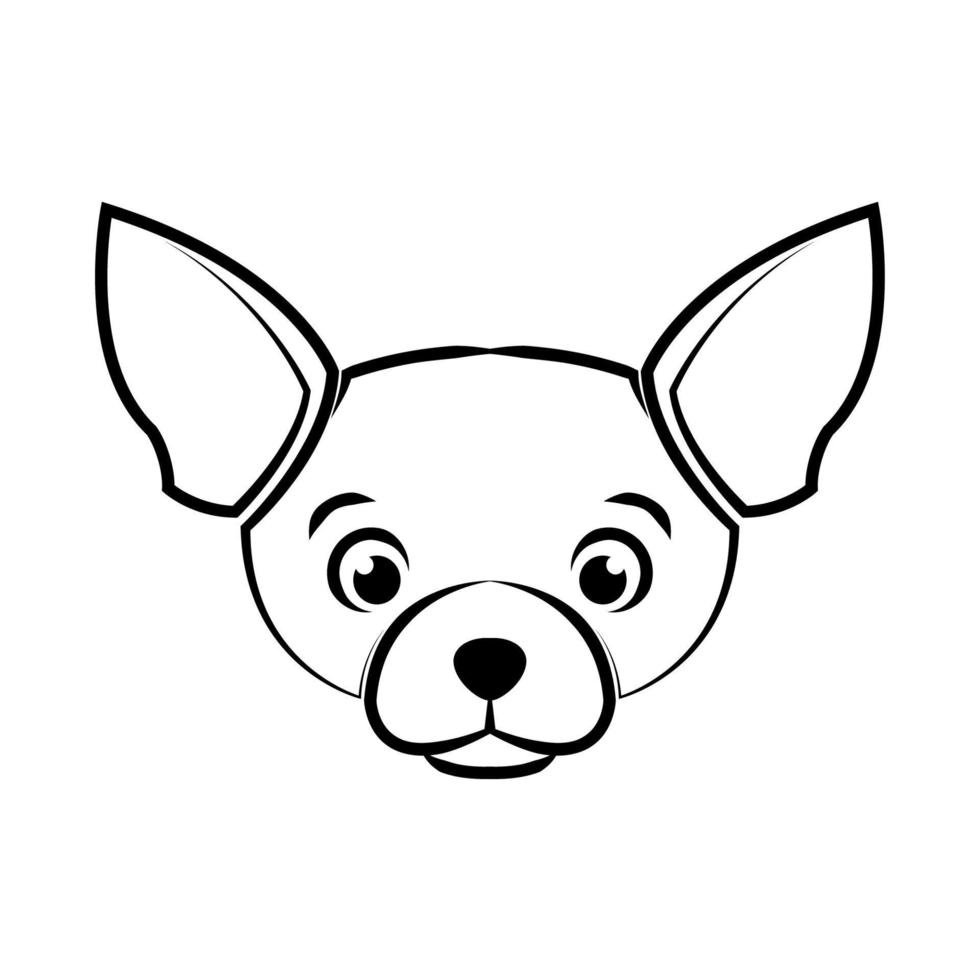 Cute Cartoon Vector Illustration icon of a Chihuahua puppy dog. It is outline style.