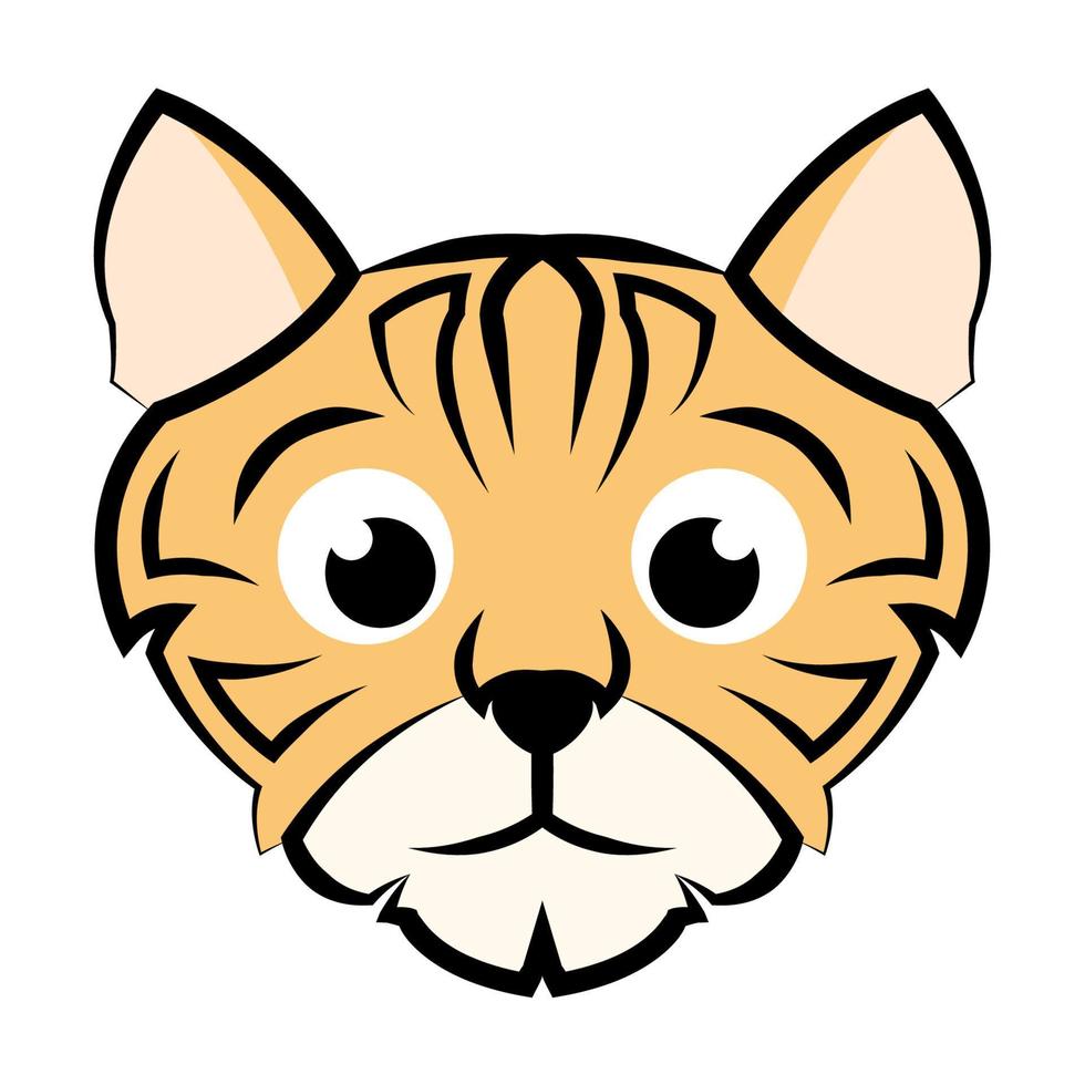 color image of cute cat head. Good use for symbol, mascot, icon, avatar, tattoo,T-Shirt design, logo or any design. vector