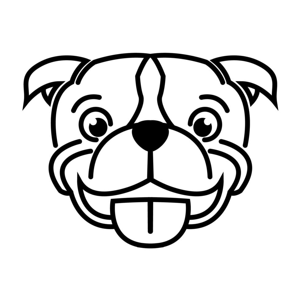 arte lineal en blanco y negro de la cabeza de perro pitbull. buen uso para símbolo mascota icono avatar tatuaje camiseta diseño logotipo o cualquier diseño vector