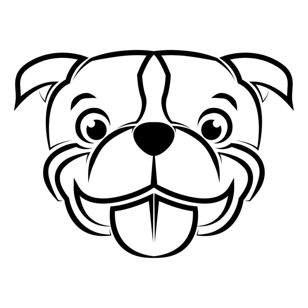 arte lineal en blanco y negro de la cabeza de perro pitbull. buen uso para símbolo mascota icono avatar tatuaje camiseta diseño logotipo o cualquier diseño vector