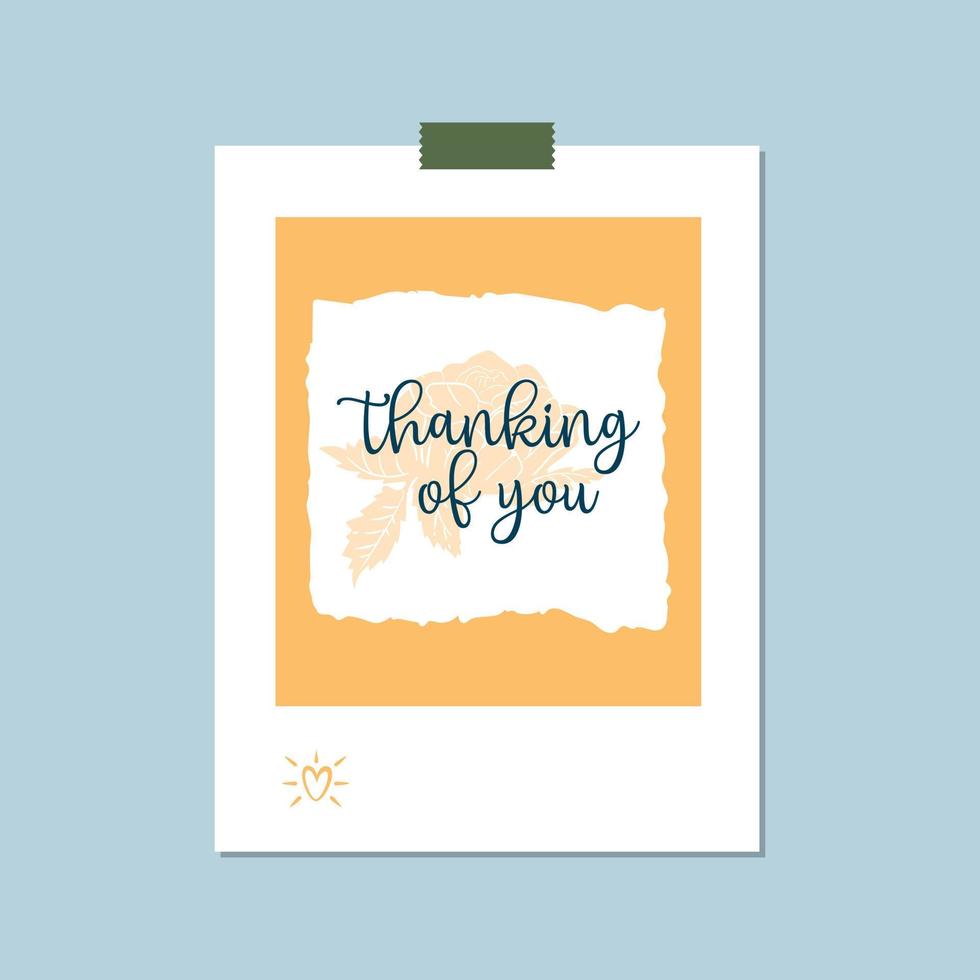 Thanking you card hand drawn calligraphy lettering illustration vector