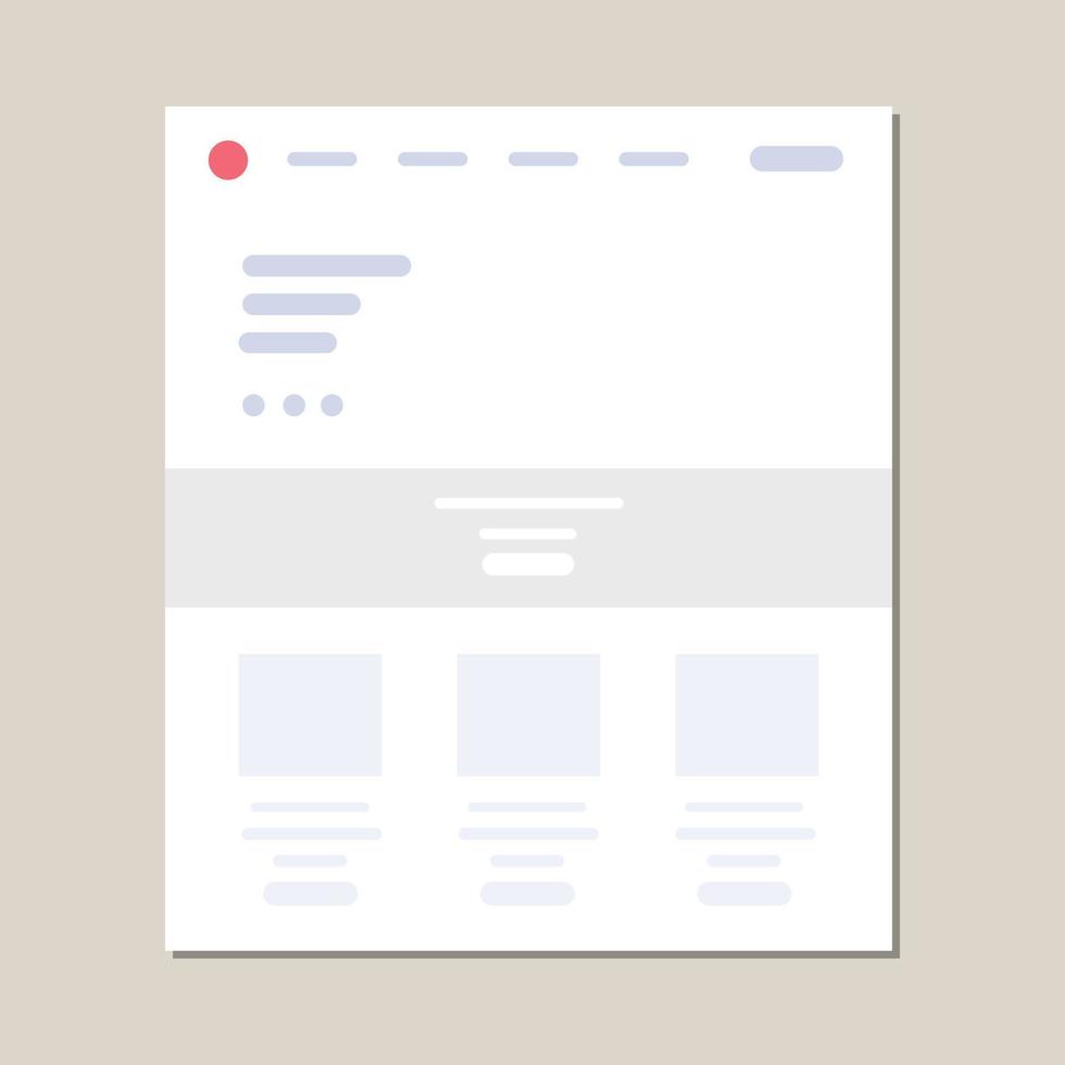 Website landing page frame flat ui concept design vector