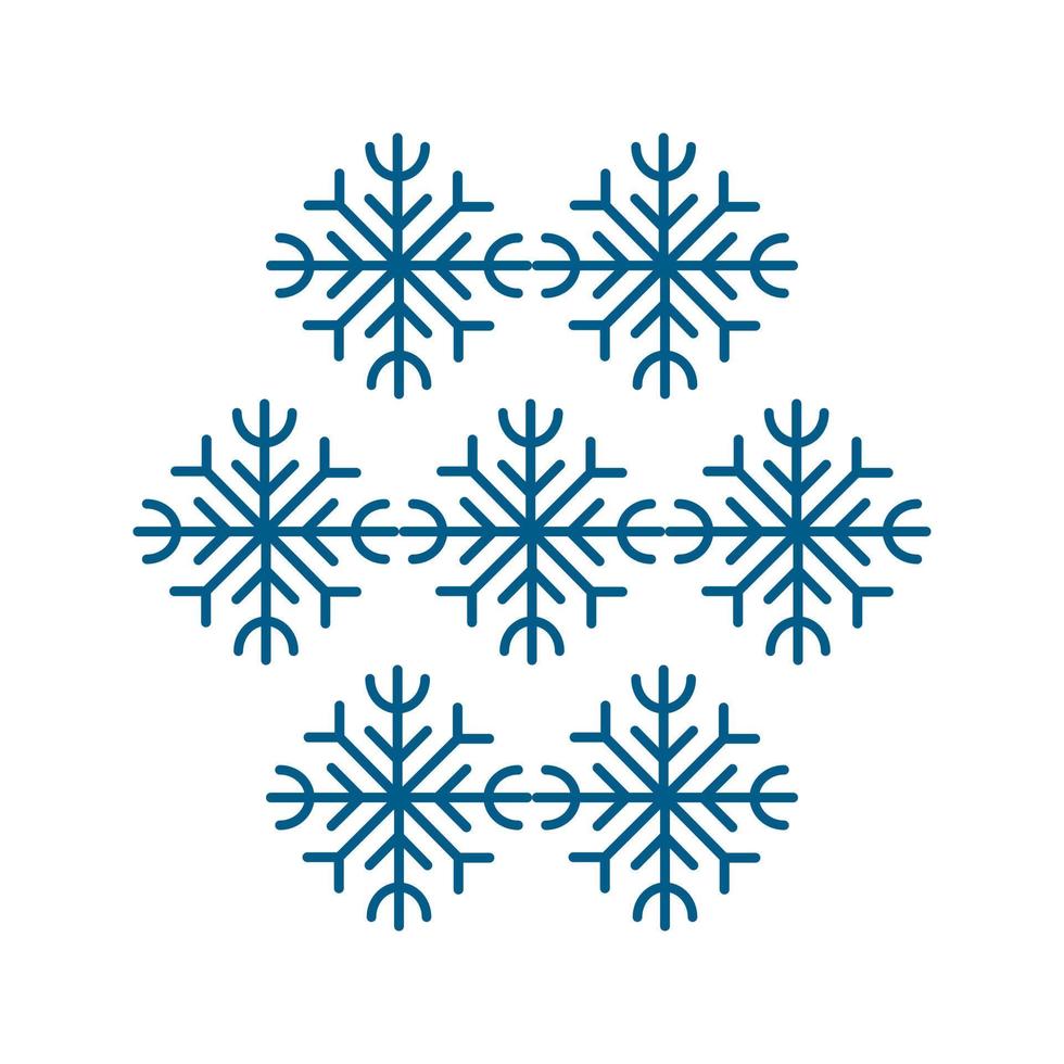 Set of blue snowflake vector illustration