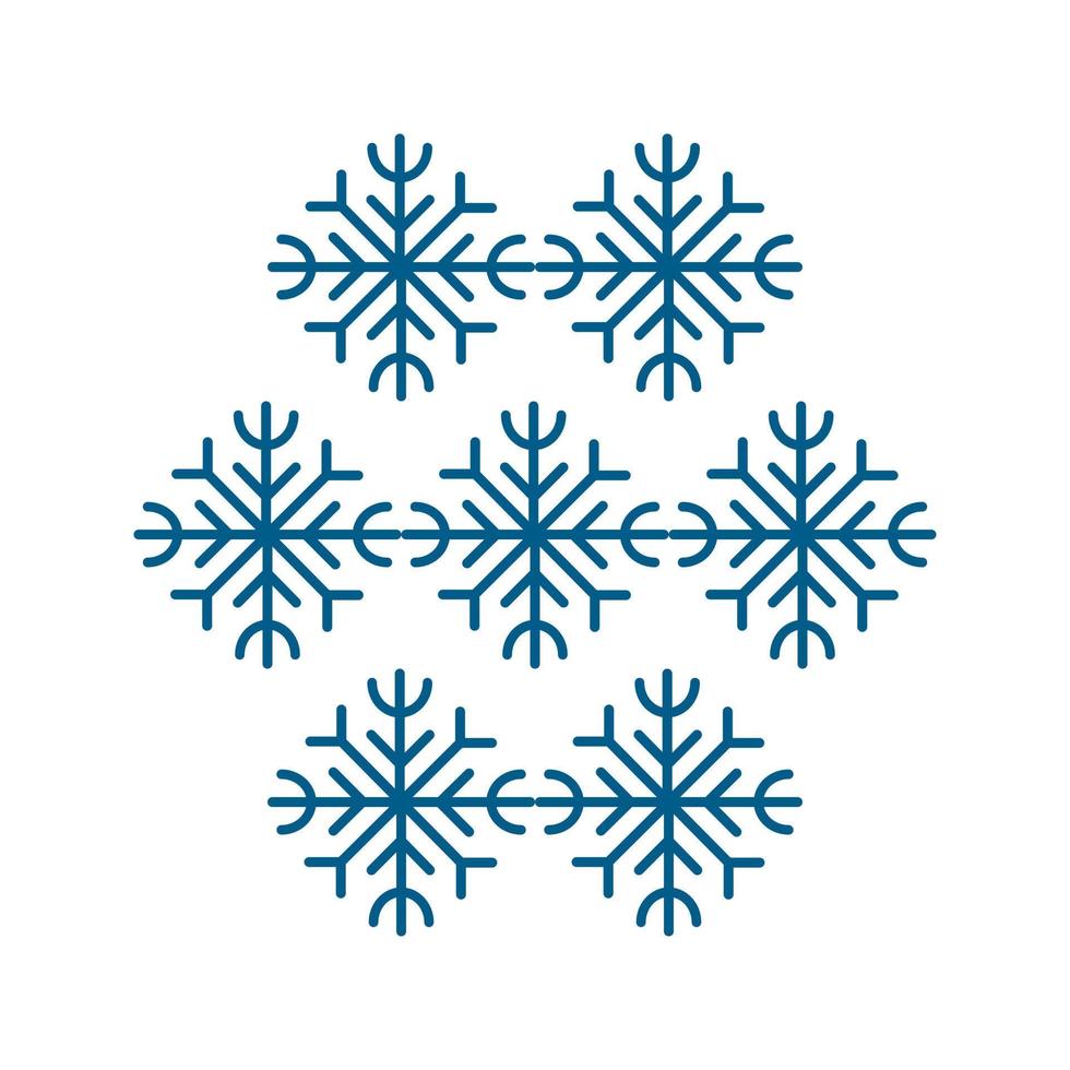 Set of blue snowflake vector illustration