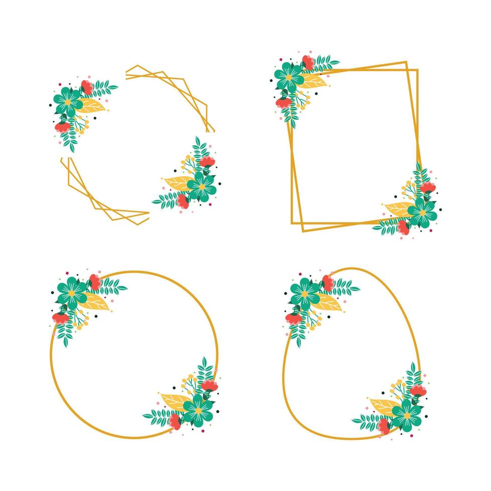 Set of simple floral photo frame isolated white background vector