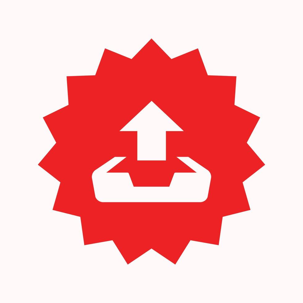 Red star uploads a flat icon vector