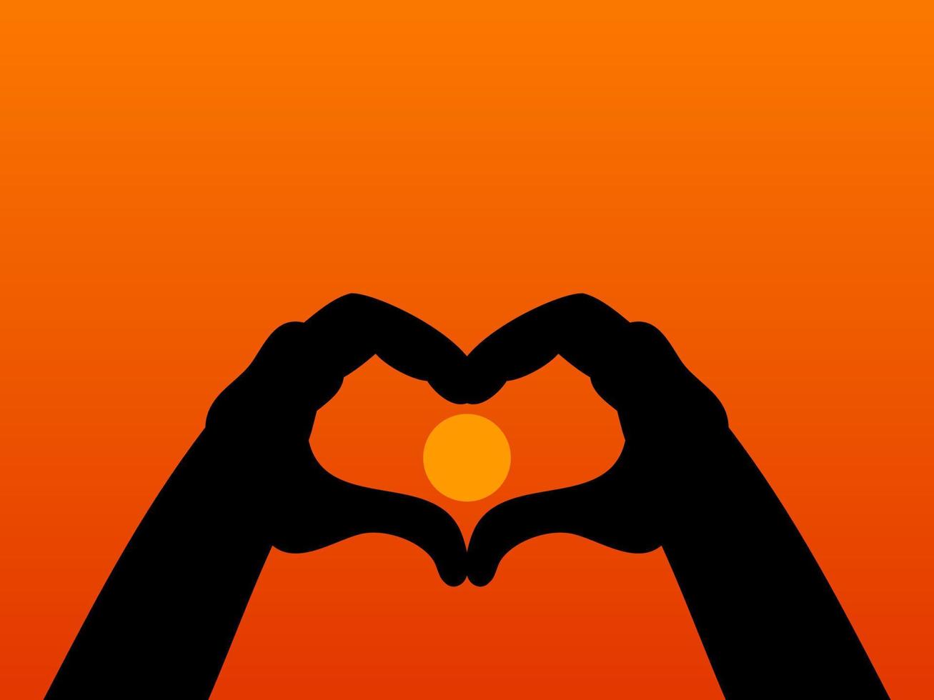 heart shaped hand silhouette flat design vector illustration
