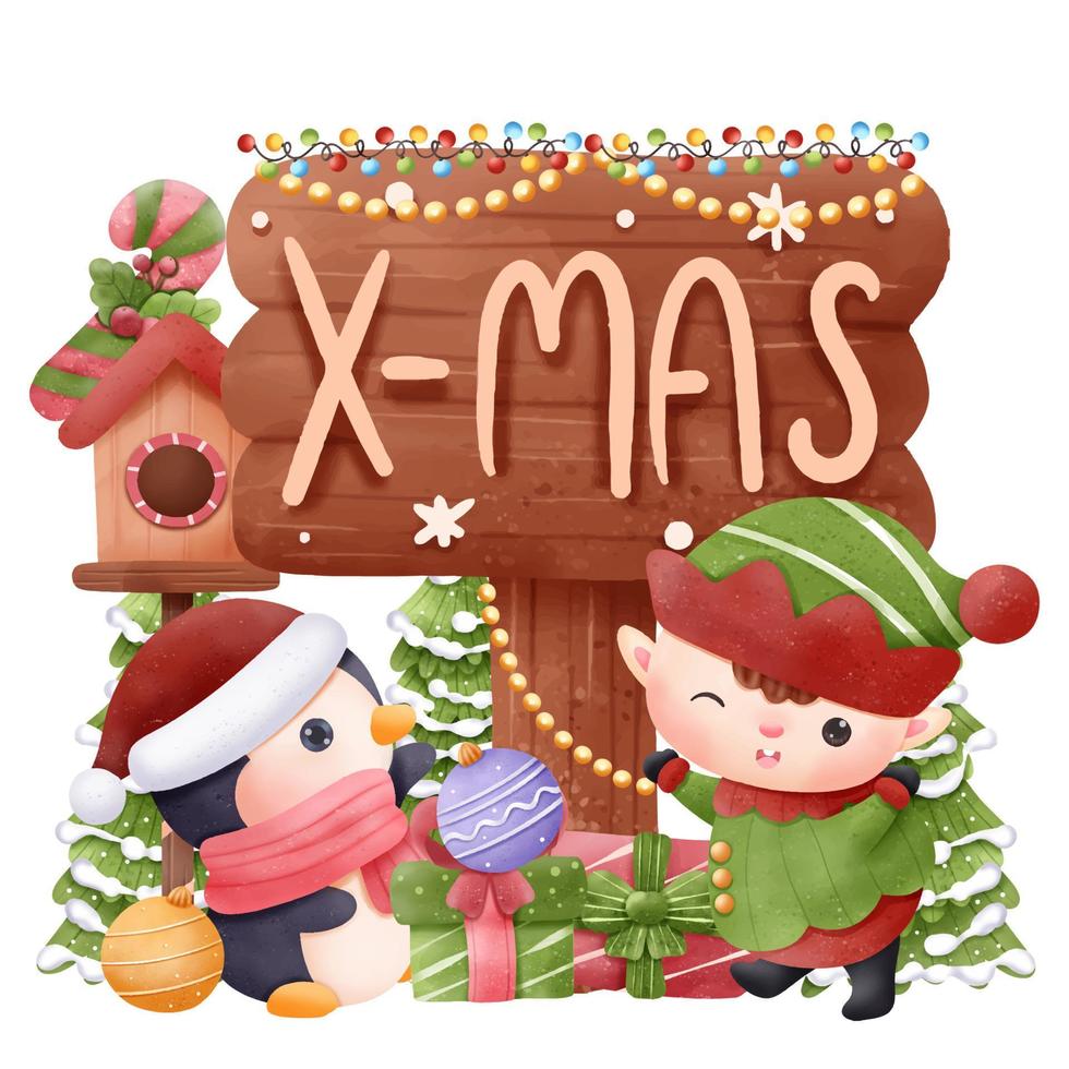 Christmas Series Cute Santa Little helper vector